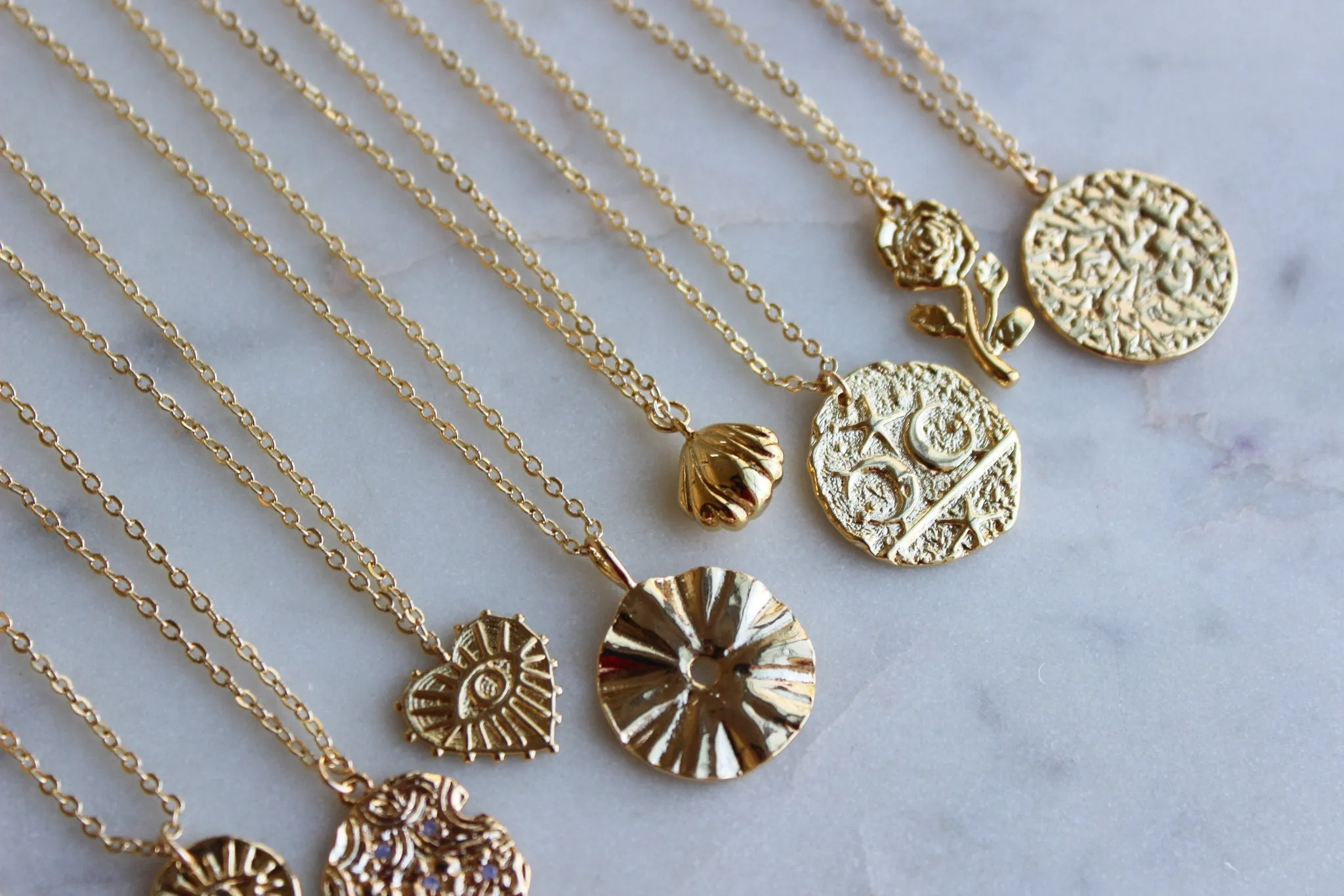 Gold Layering Necklace, Celestial Jewelry, Minimalist Jewelry, Gold Dainty Jewelry, Layered Necklace, Gold Coin Necklace, Pendant Necklace