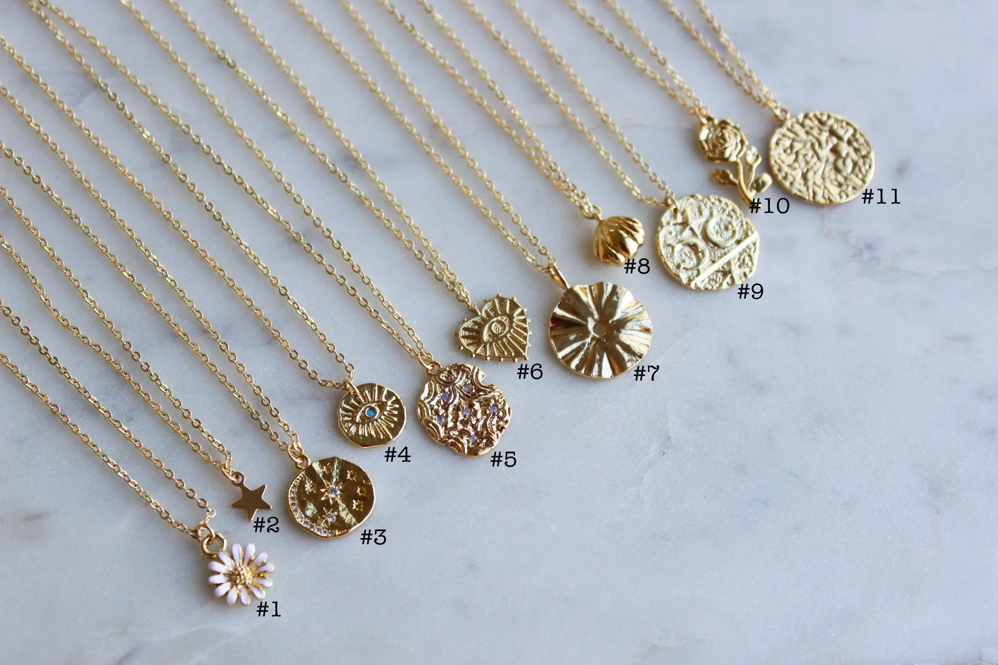 Gold Layering Necklace, Celestial Jewelry, Minimalist Jewelry, Gold Dainty Jewelry, Layered Necklace, Gold Coin Necklace, Pendant Necklace