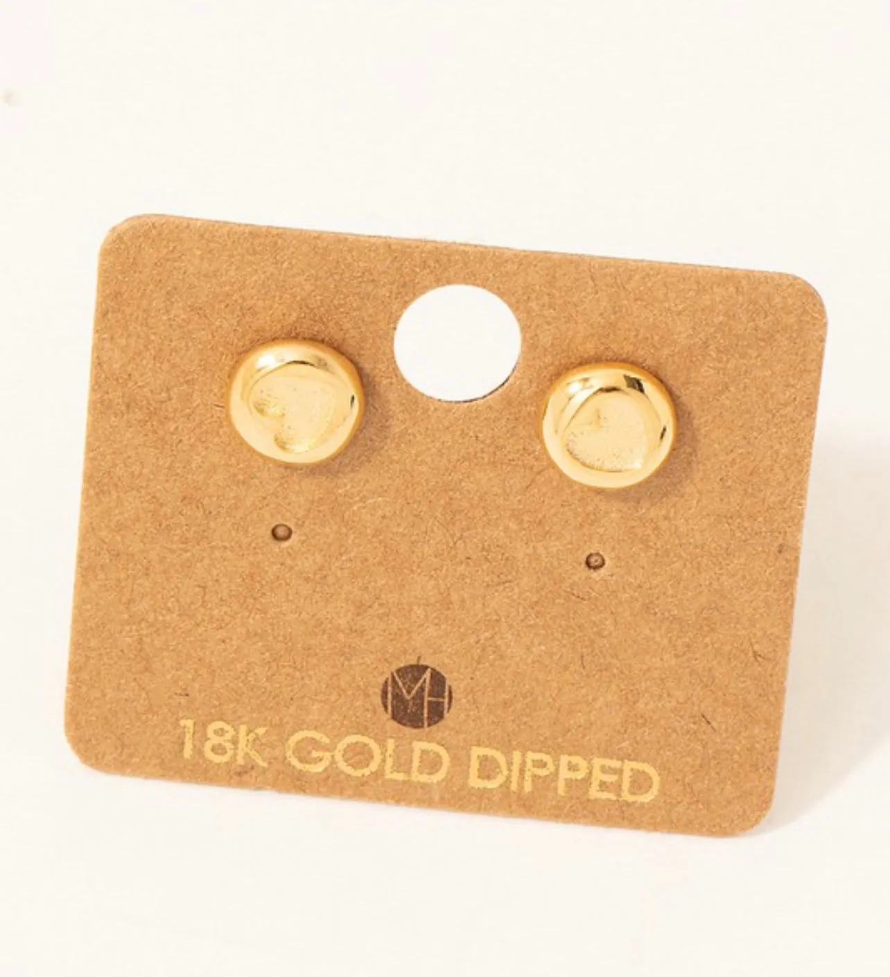 GOLD MINI HEART COIN STUD EARRINGS