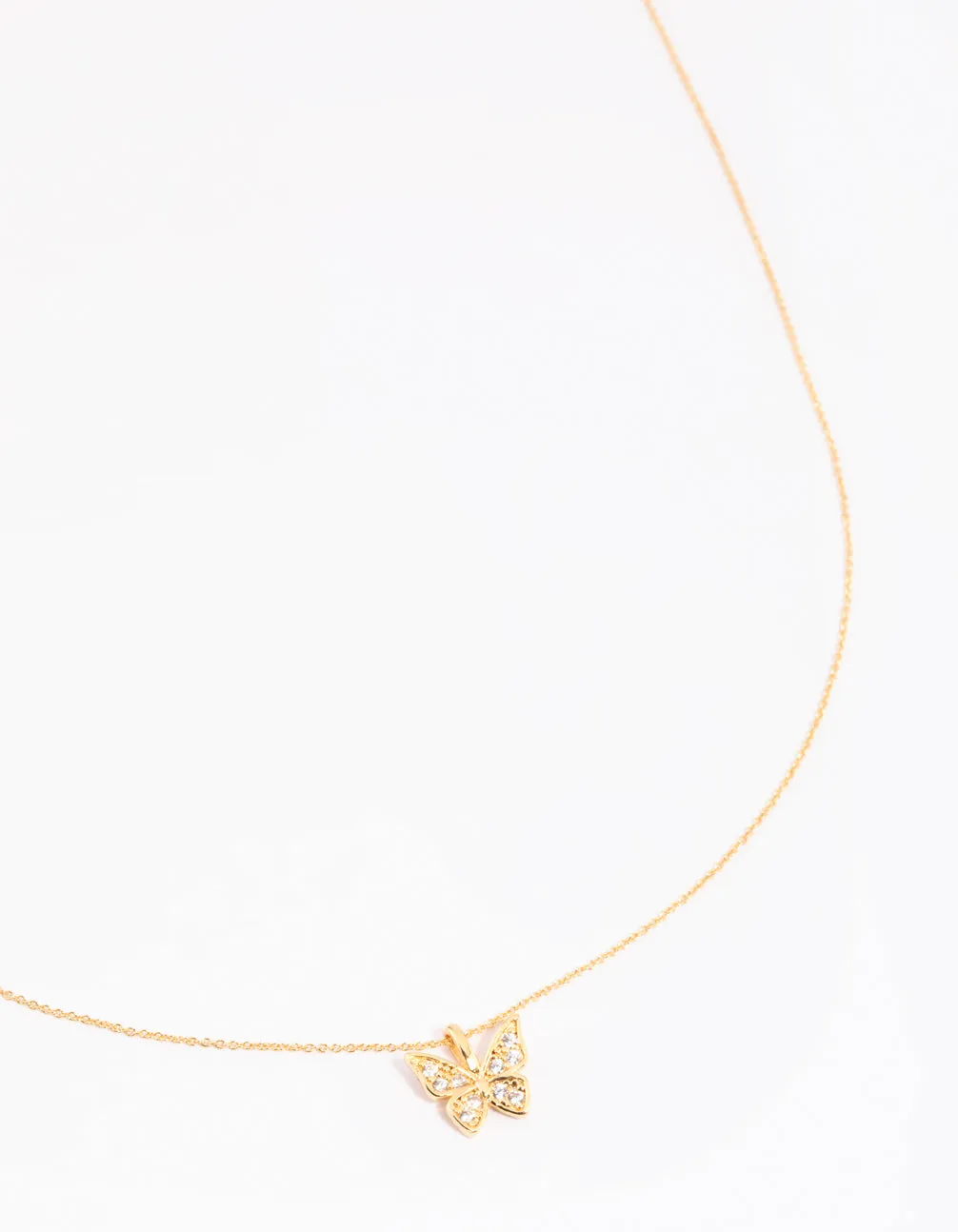 Gold Plated Brass Pave Butterfly Necklace