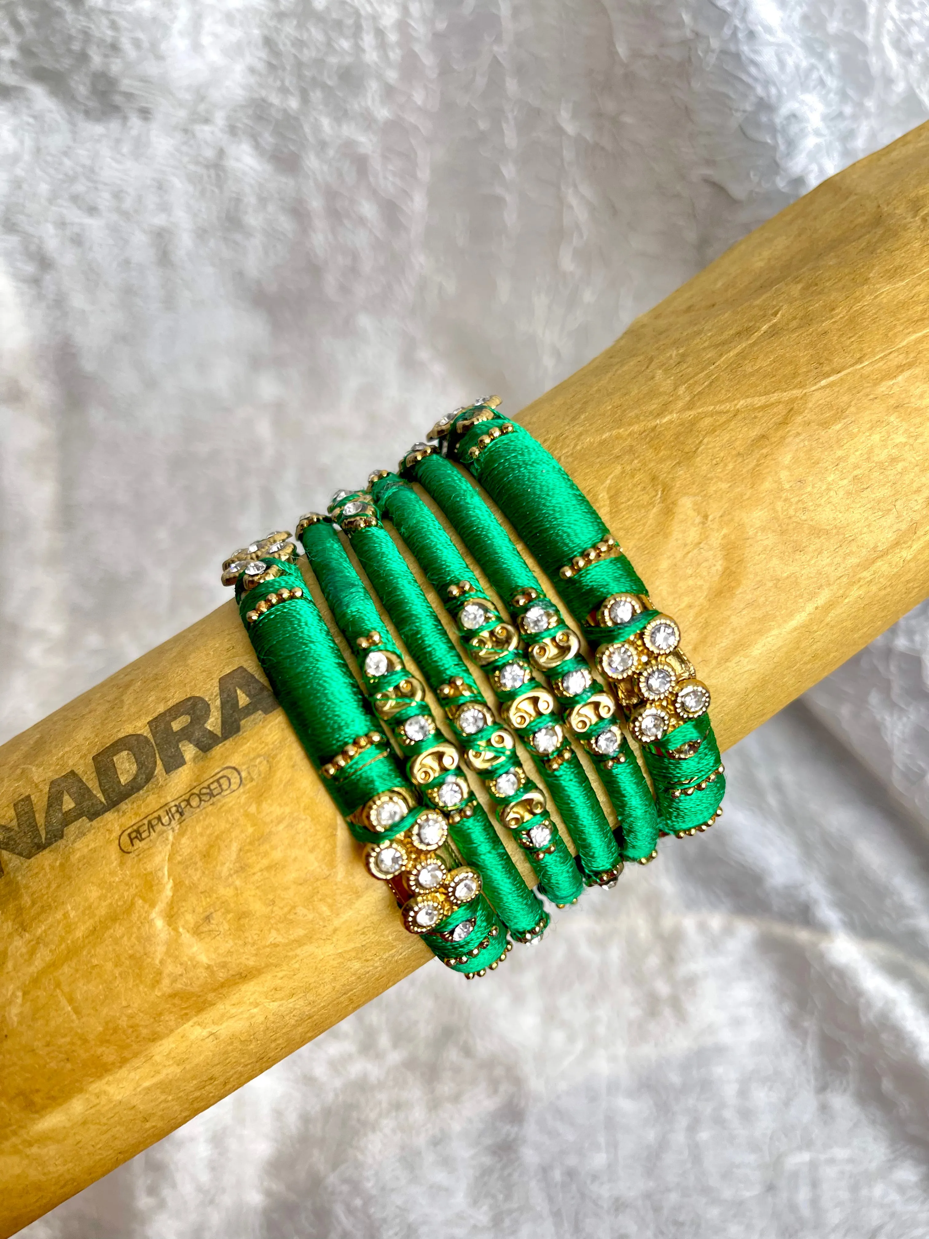 GREEN AND GOLD BANGLES
