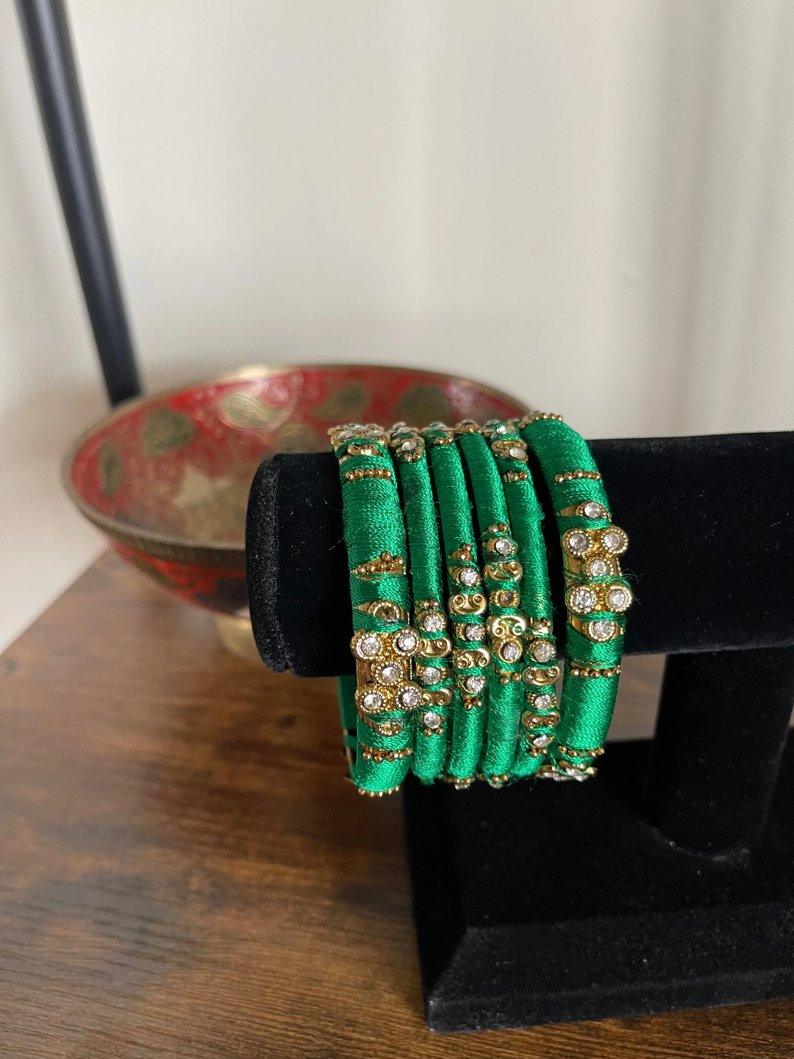 GREEN AND GOLD BANGLES