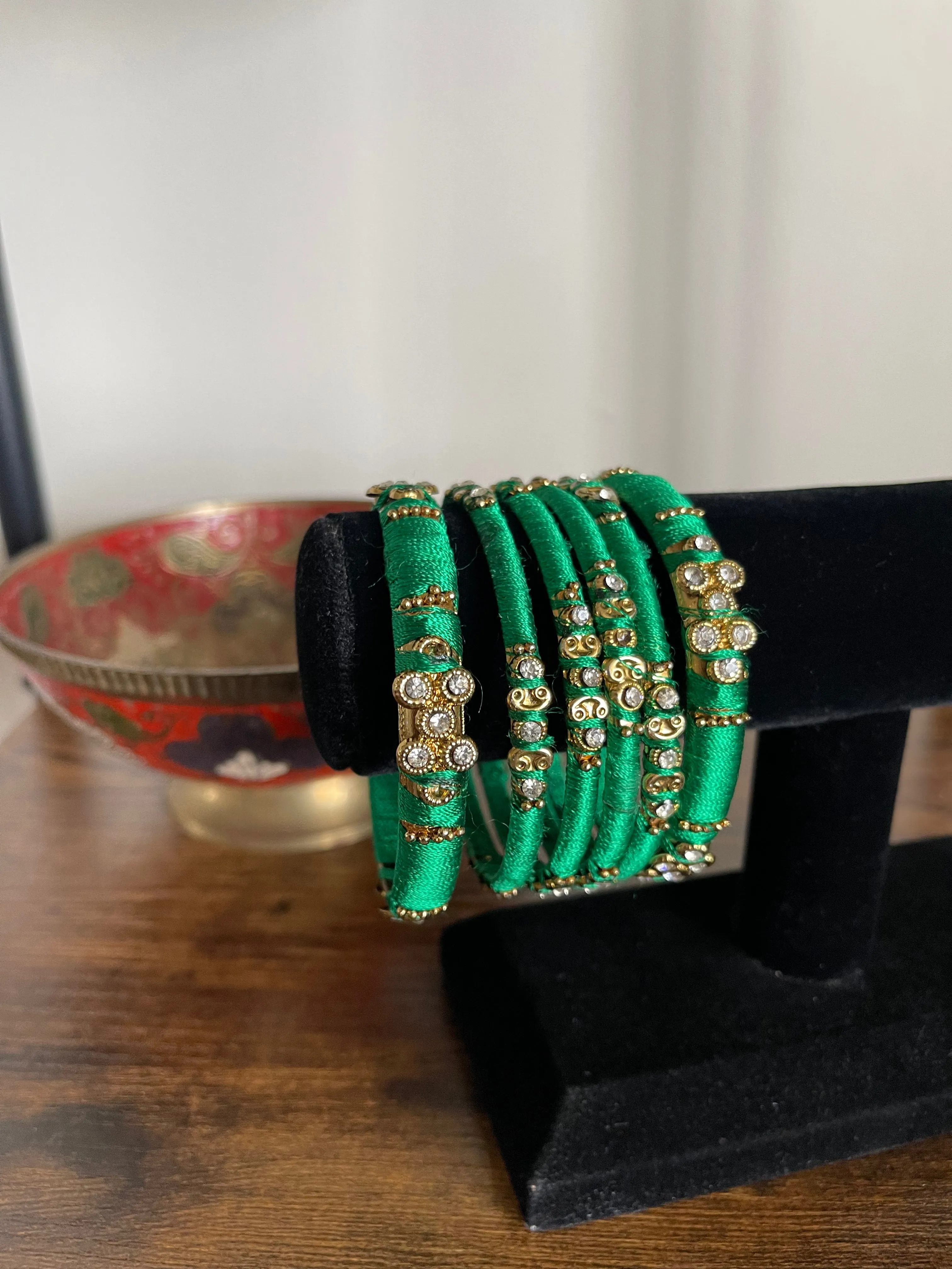 GREEN AND GOLD BANGLES