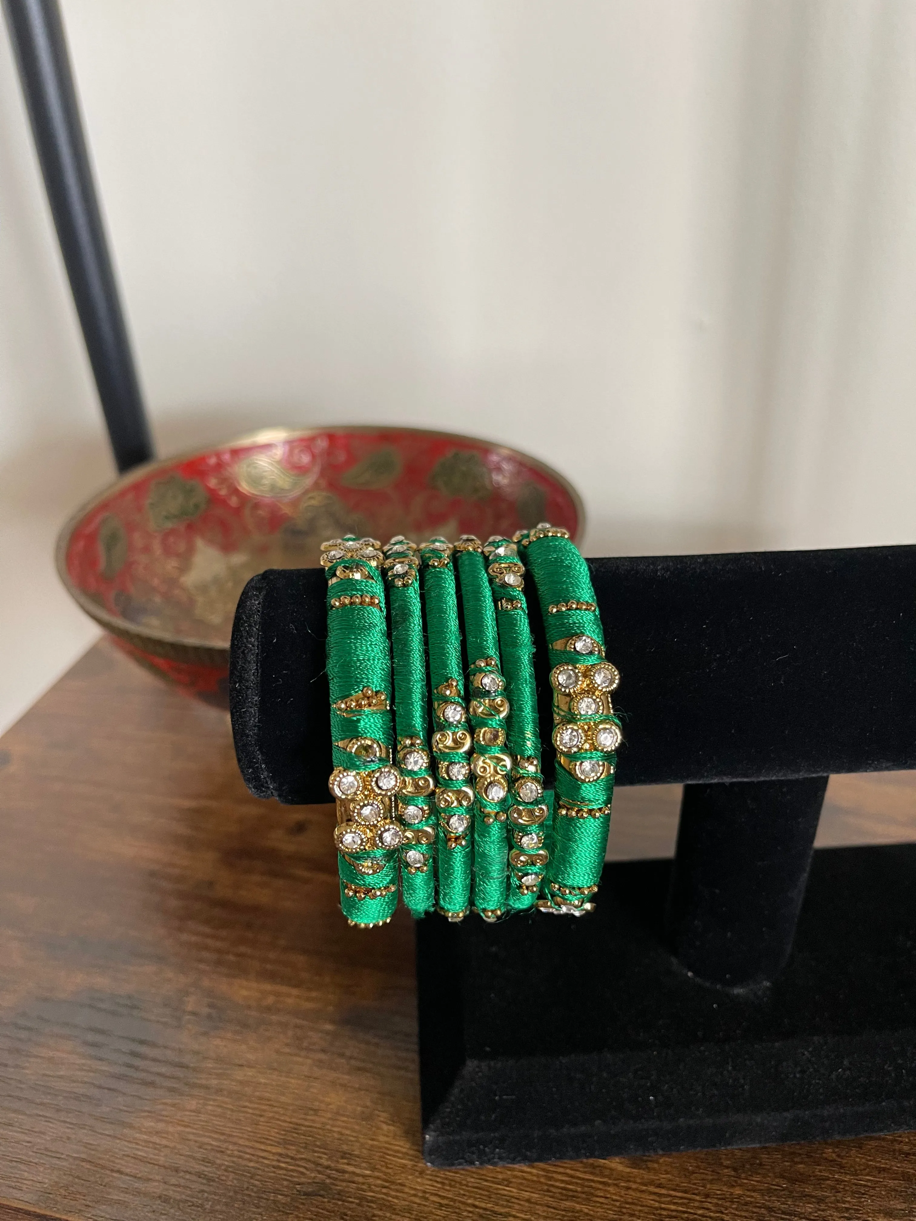 GREEN AND GOLD BANGLES