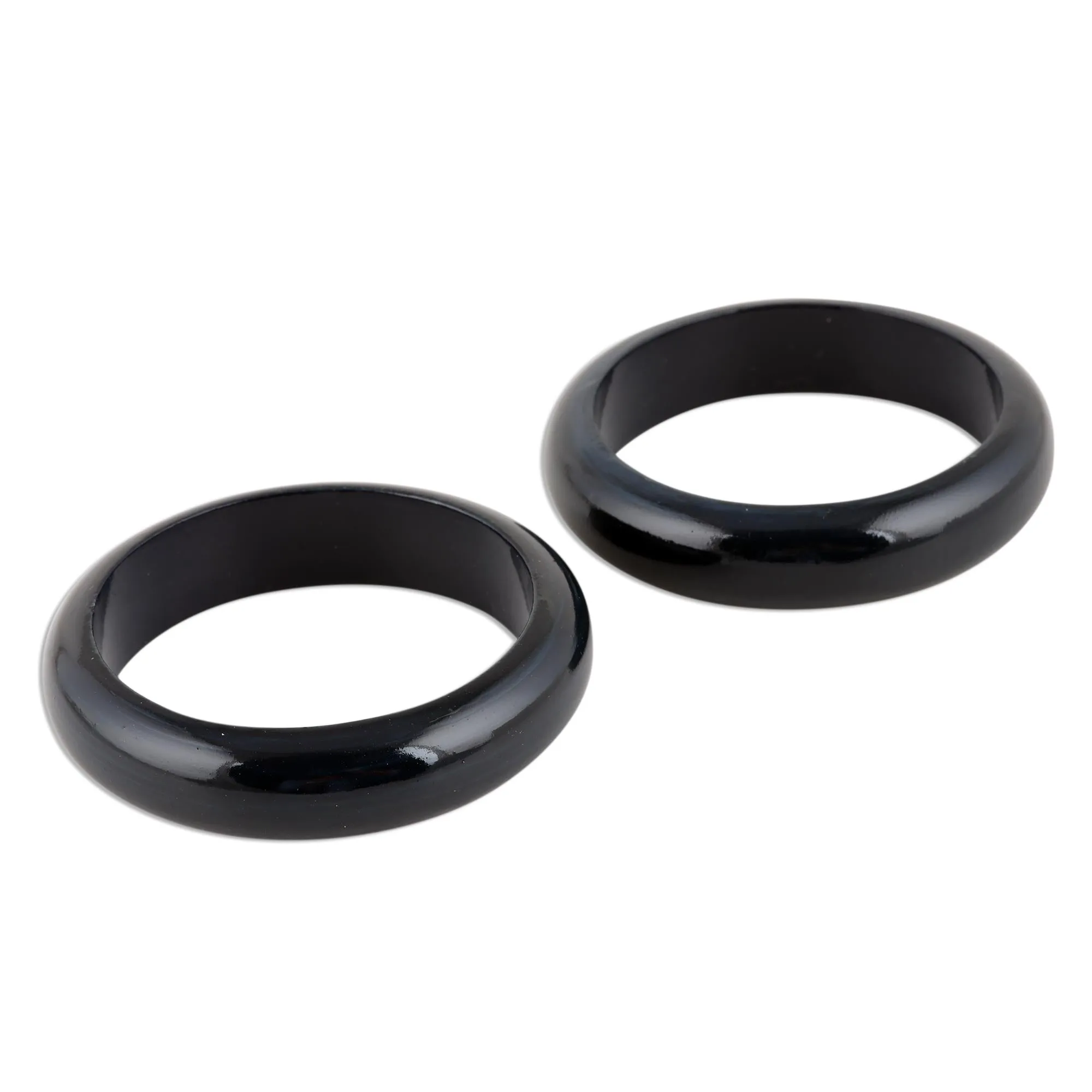 Haldu Wood Bangle Bracelets in Charcoal from India (Pair) - Charcoal Duo | NOVICA