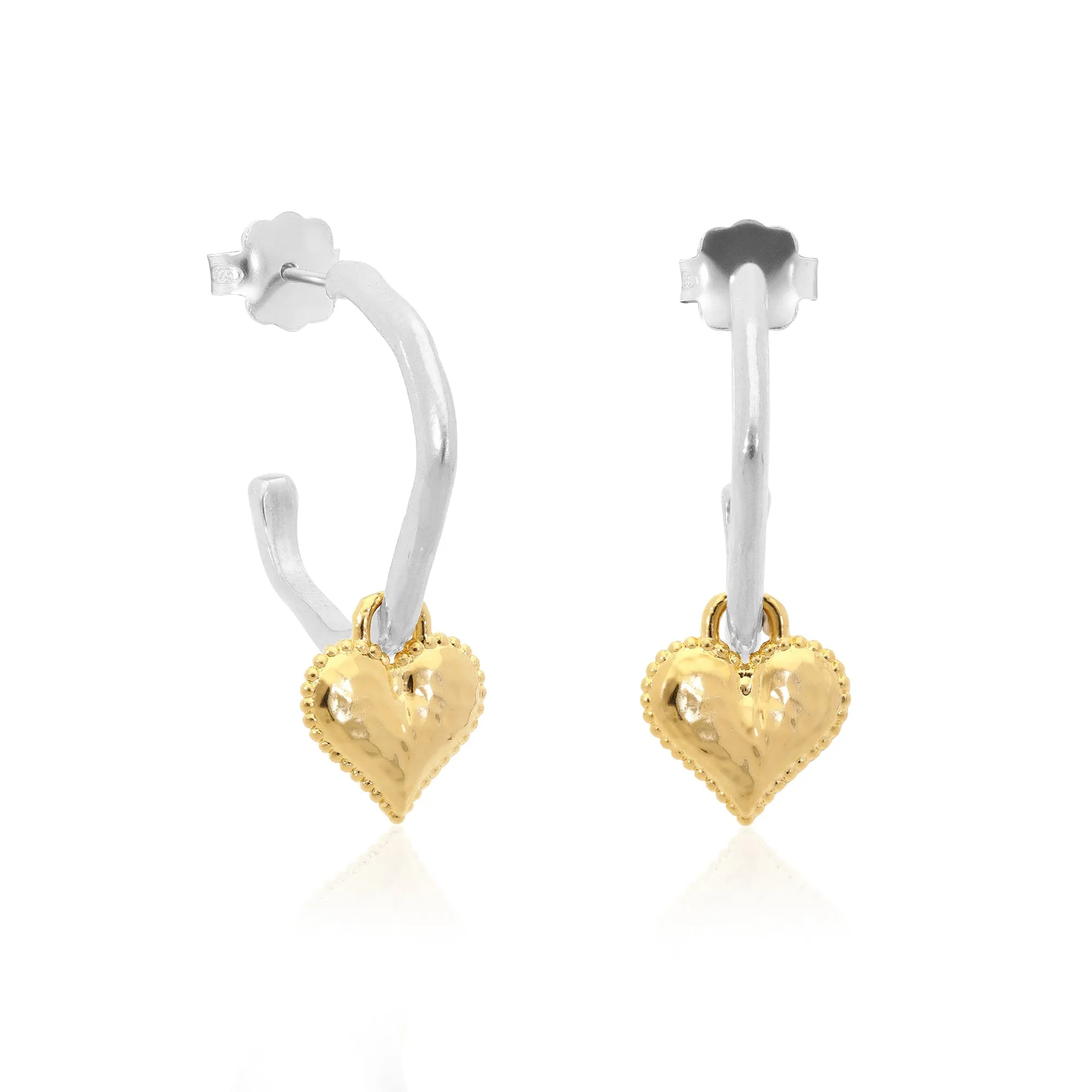 Heart Charm Amorphic Hoop Earrings