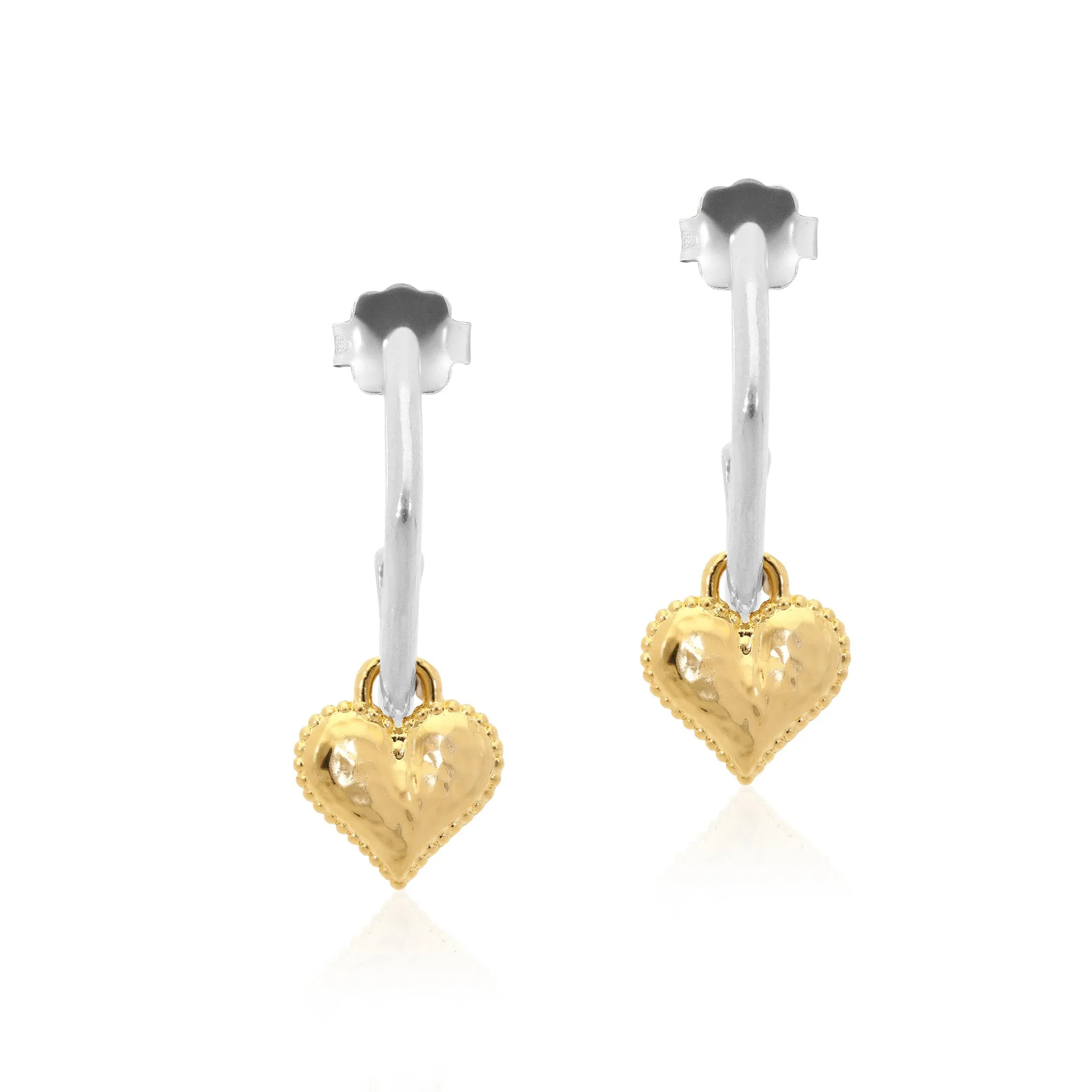 Heart Charm Amorphic Hoop Earrings