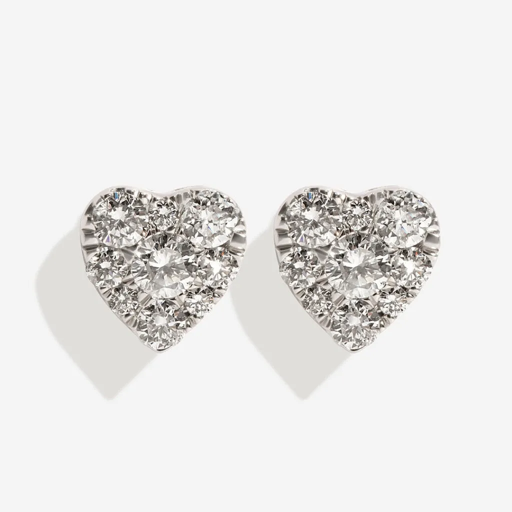 Heart Diamond Earrings .50ct | 9ct White Gold