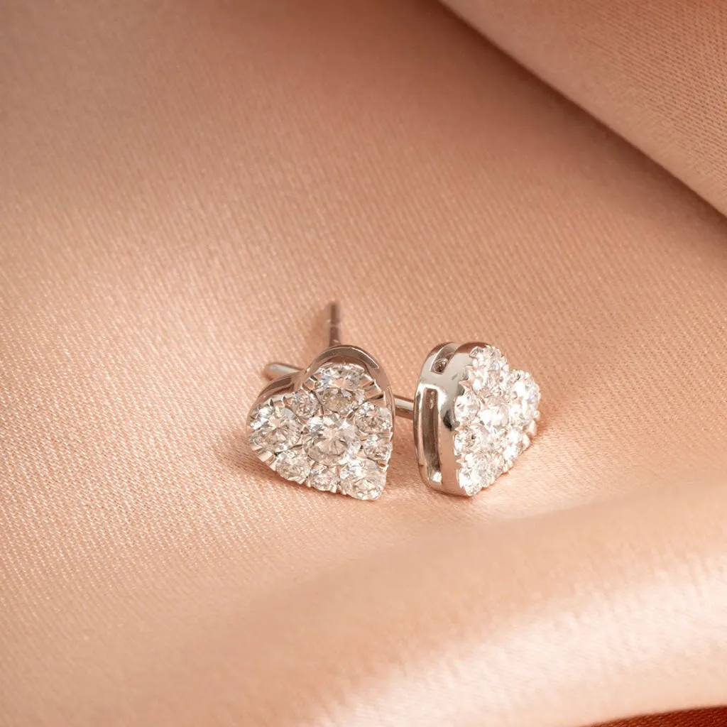 Heart Diamond Earrings .50ct | 9ct White Gold
