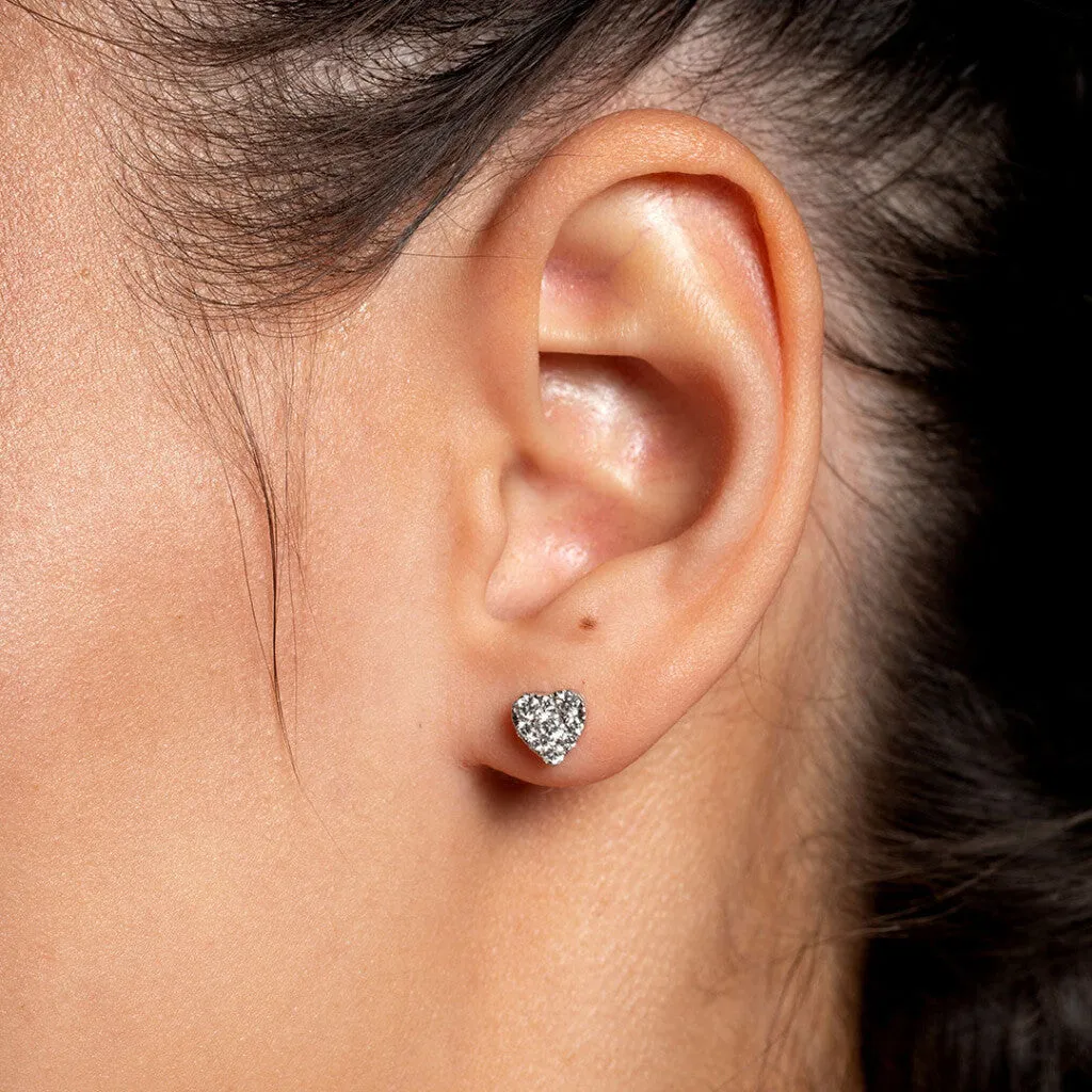Heart Diamond Earrings .50ct | 9ct White Gold