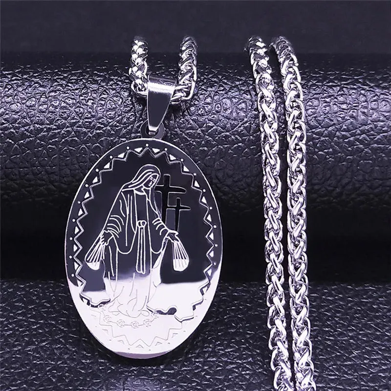 Hip Hop Goddess Stainless Steel The Madonna Necklaces Women/Men Gold Color Necklaces