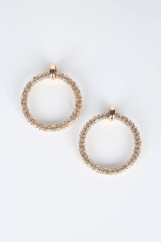 Hold My Earrings Rhinestone Hoop Earrings (Multiple Colors)