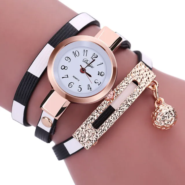 Leather Wrap Around Quartz Watch Women's Dress Bracelet  Wrist Watches Women Clock Luxury Brand Relogio Feminino #LH