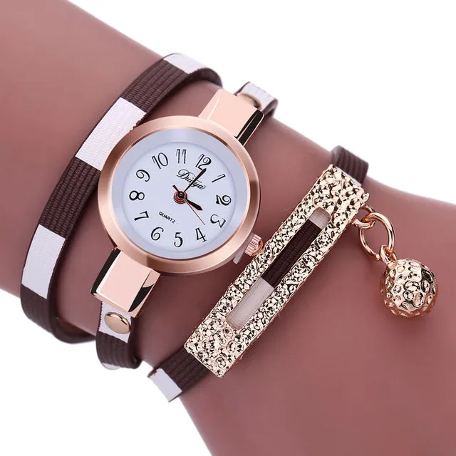 Leather Wrap Around Quartz Watch Women's Dress Bracelet  Wrist Watches Women Clock Luxury Brand Relogio Feminino #LH