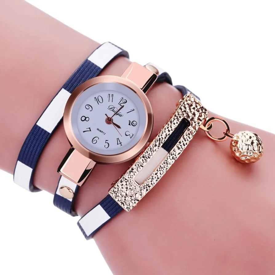 Leather Wrap Around Quartz Watch Women's Dress Bracelet  Wrist Watches Women Clock Luxury Brand Relogio Feminino #LH