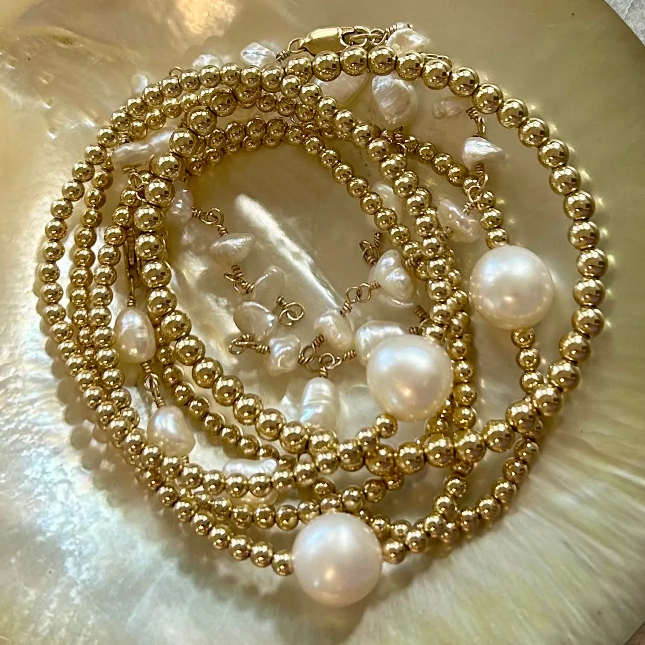 Luminous Pearl Orbit Stretch Bracelet