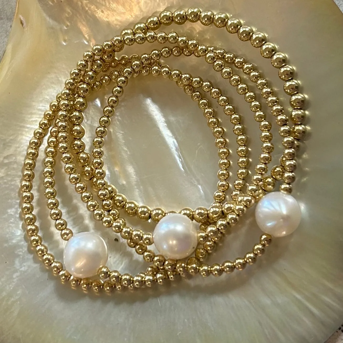 Luminous Pearl Orbit Stretch Bracelet