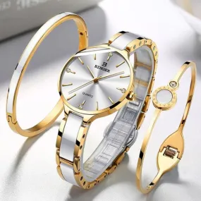 luxurious timepiece Zegarek damski Switzerland BINGER Fashion Women Watch Luxury Brand Bracelets Ceramic Watch band Sapphire Waterproof Montre femme