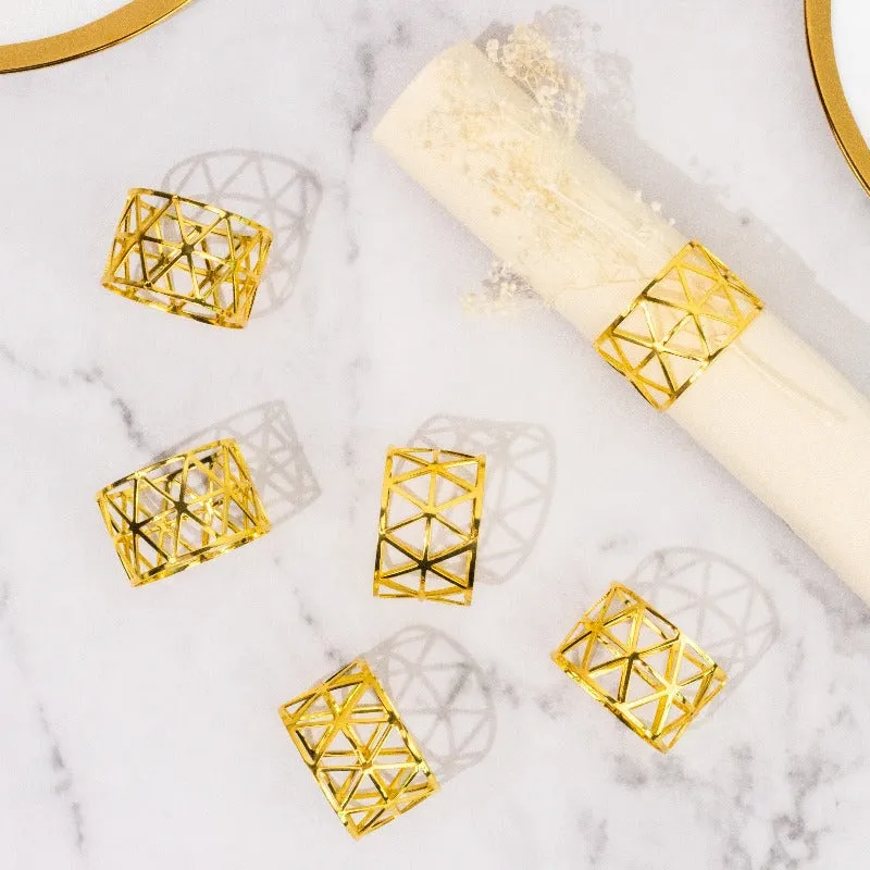 Melora Geometric Gold Napkin Rings (Set of 6)