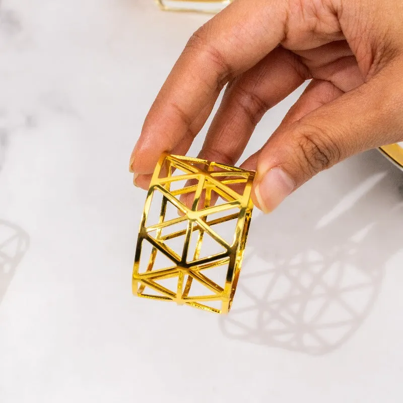 Melora Geometric Gold Napkin Rings (Set of 6)