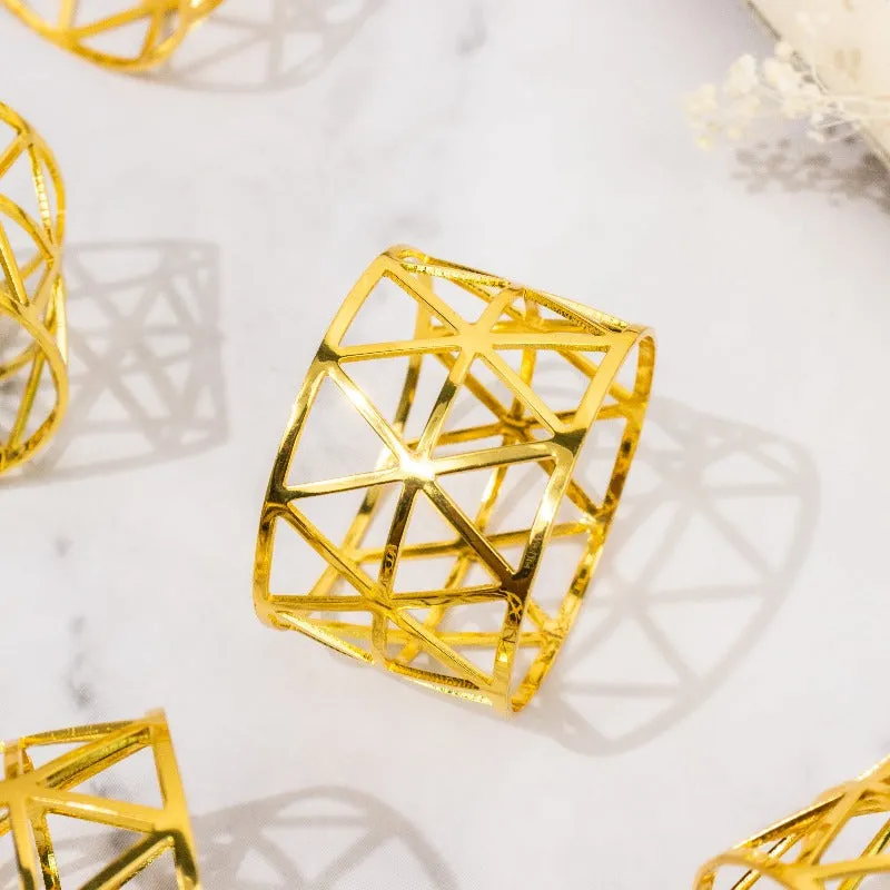 Melora Geometric Gold Napkin Rings (Set of 6)