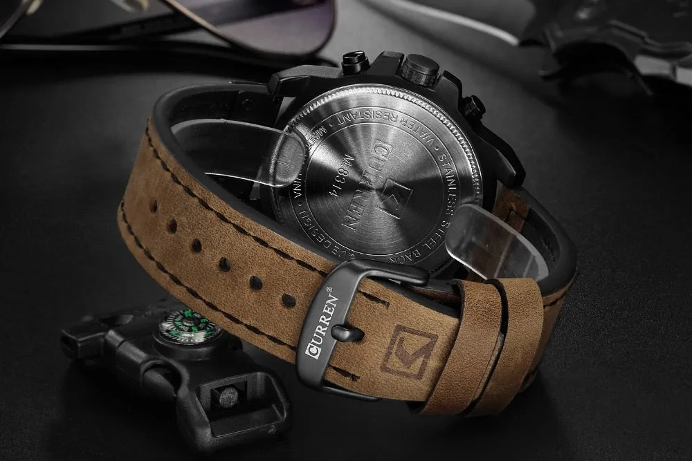 Men's Watches - Quartz Military Genuine Leather Waterproof Sport Wristwatch