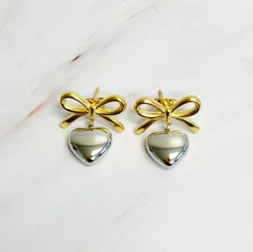 Mini Bow Mini Heart Earrings