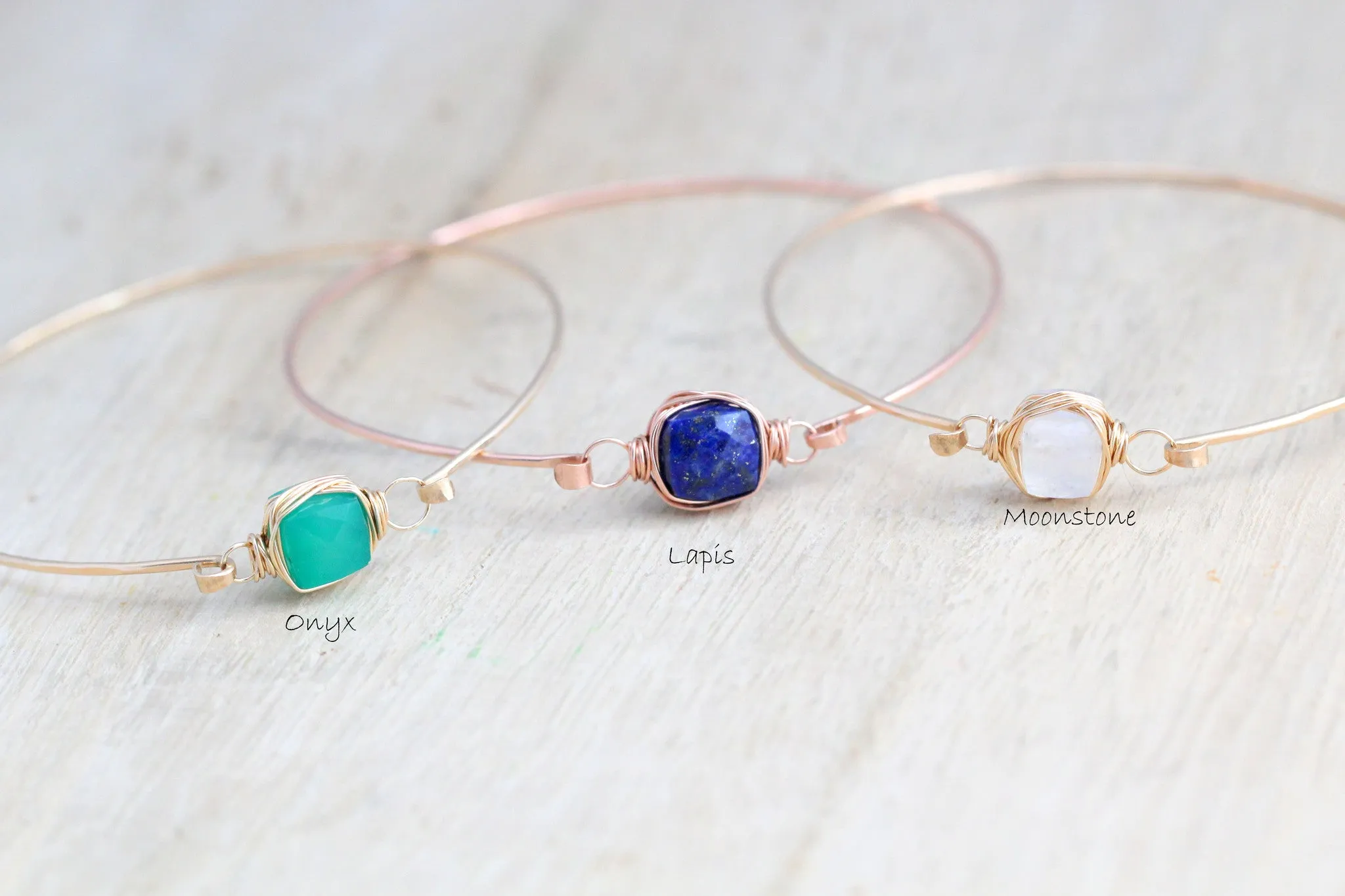 Moonstone Bezel Wrapped Bracelet