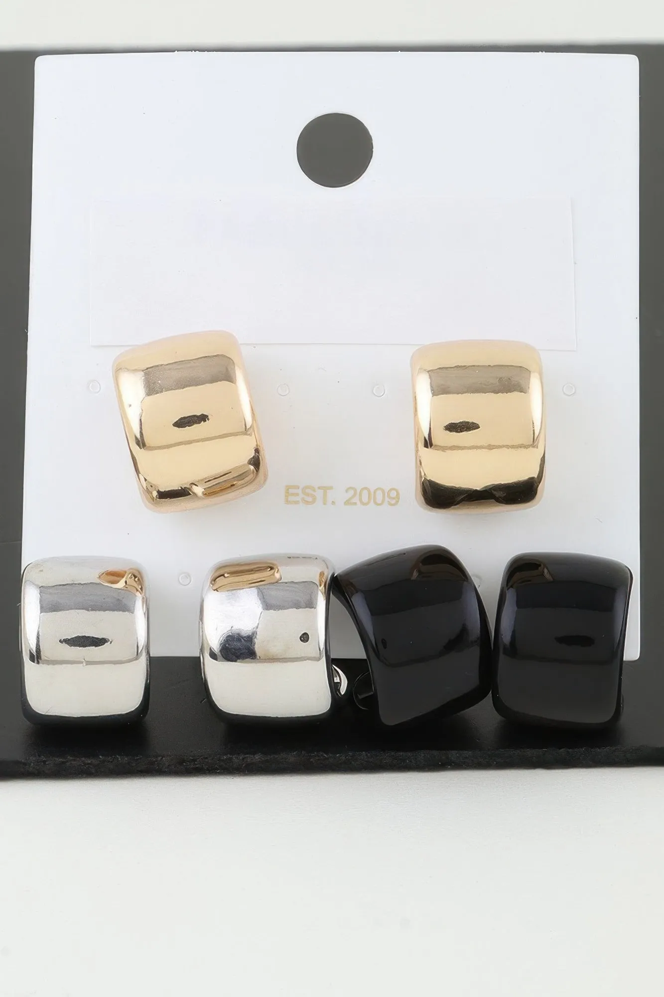 Multi Shiny Wide Hoop Earrings Set