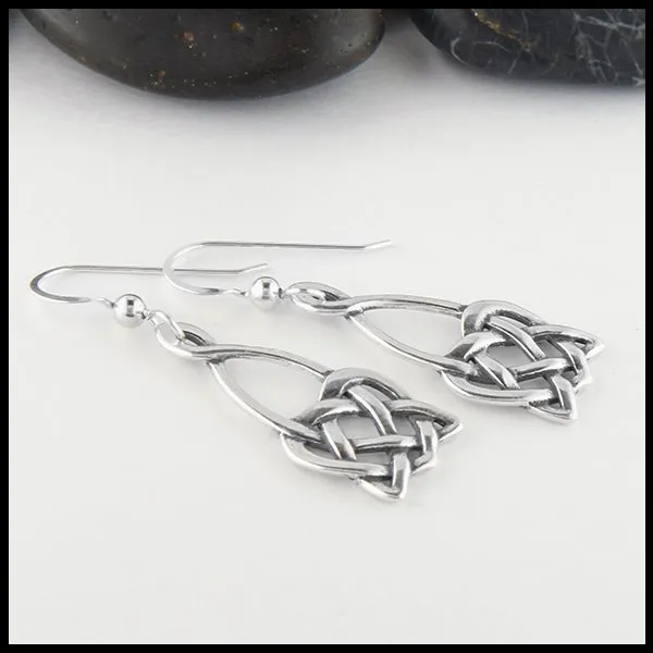 Open Heart Knot Drop Earrings