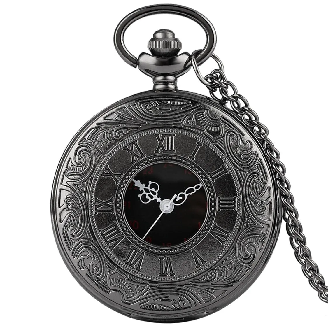 Pocket Watches Black Roman Numerals Pocket Watches With Chain Vintage Men Pocket Watches