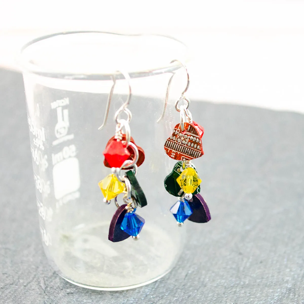 Rainbow   Heart Cluster Earrings