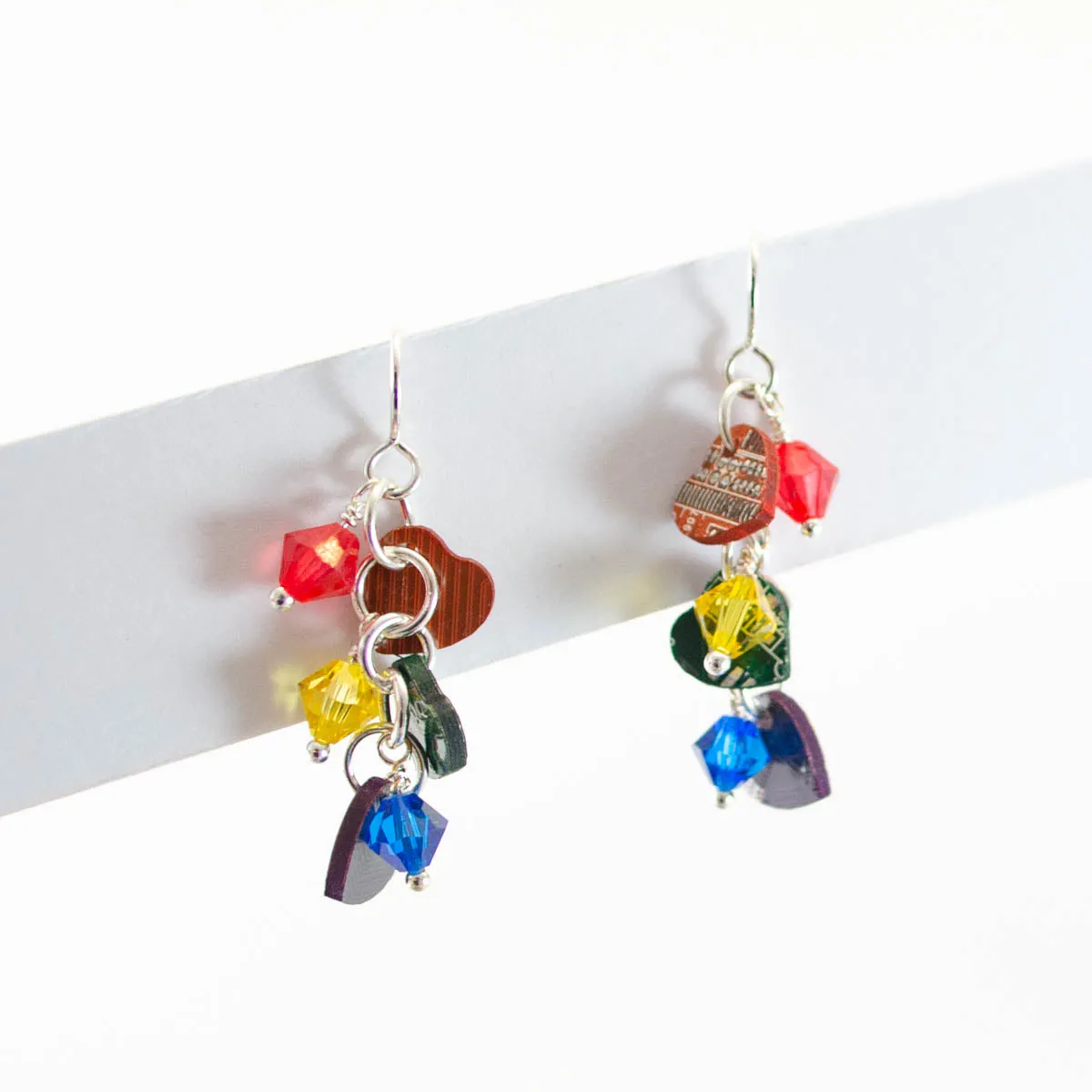 Rainbow   Heart Cluster Earrings
