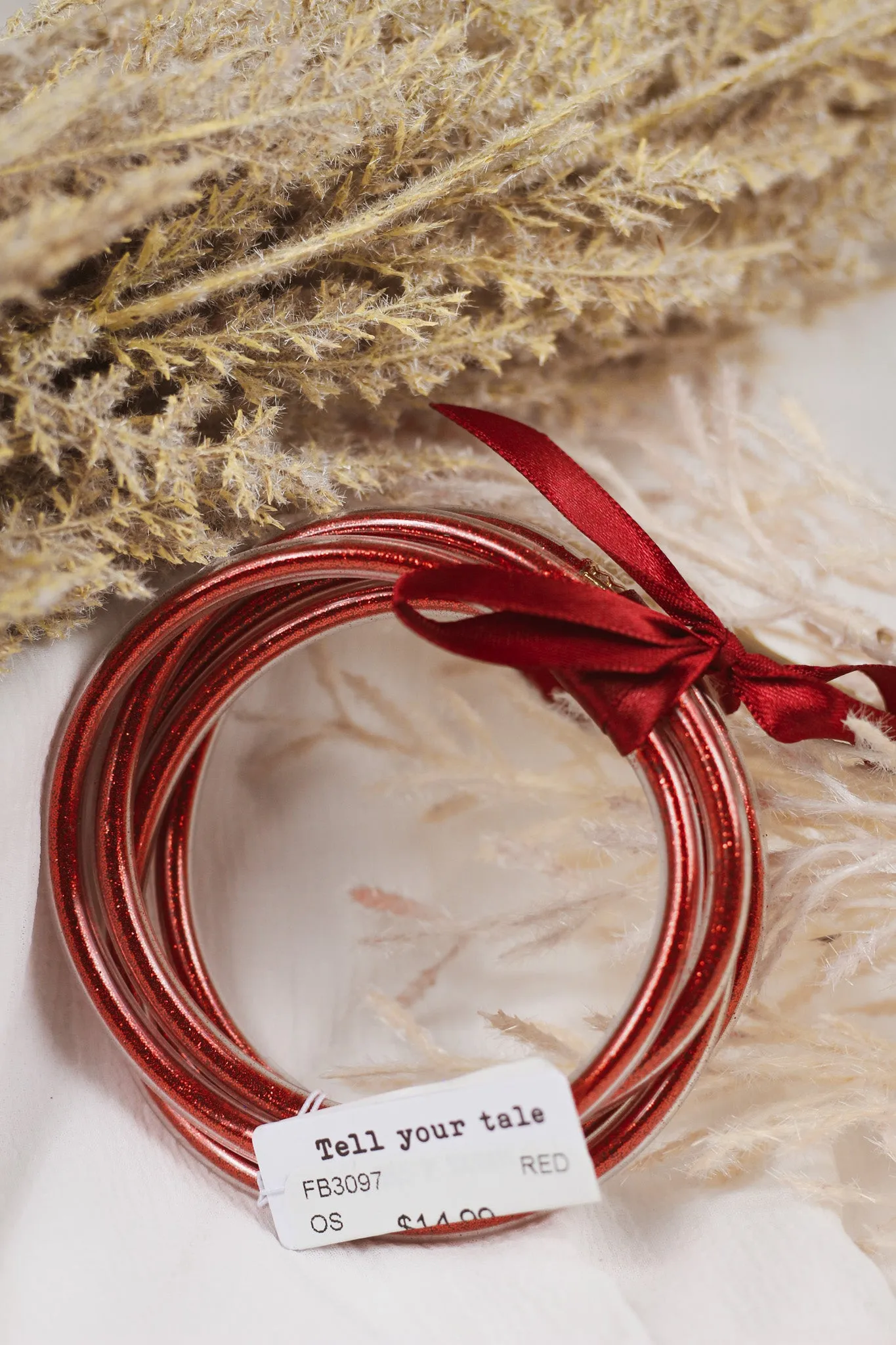 Red Glitter Jelly Bangles Set of 5 Bracelets