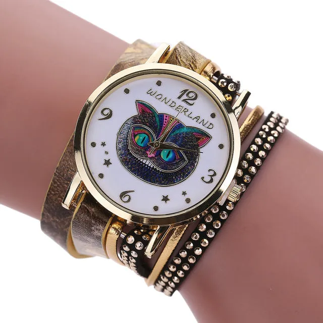 Relojes Owl Pattern Watch Women Fashion Wrap Braided Leather Bracelet Watches Women's Dress Analog Quartz Wrist Watch Montre #Ju