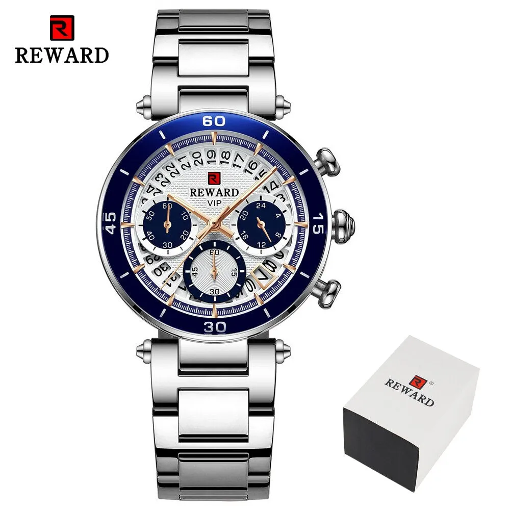 REWARD New Top Luxury Brand Women Watches Waterproof Quartz Clock Ladies Blue Stainless Steel Strap Wristwatch Relogio Feminino
