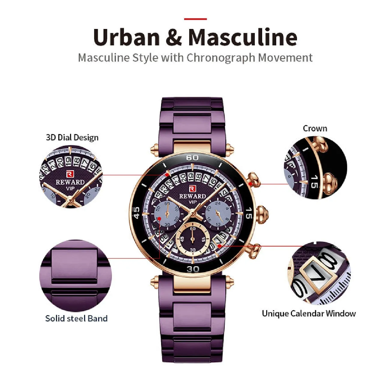 REWARD New Top Luxury Brand Women Watches Waterproof Quartz Clock Ladies Blue Stainless Steel Strap Wristwatch Relogio Feminino