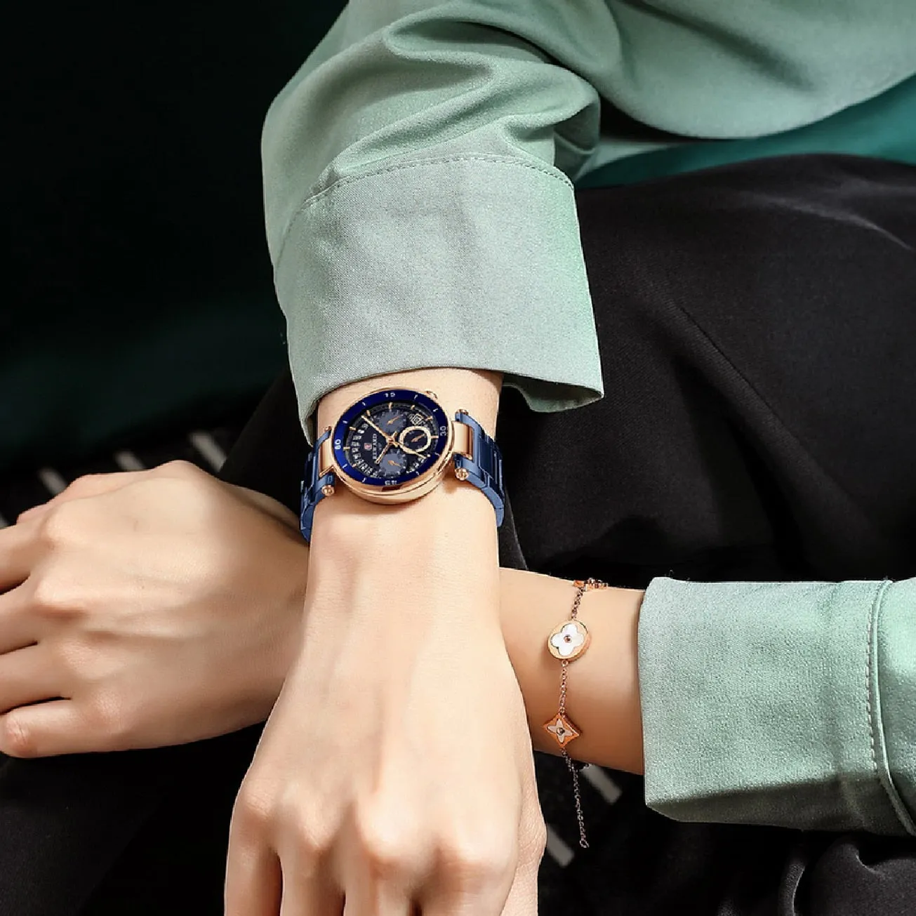 REWARD New Top Luxury Brand Women Watches Waterproof Quartz Clock Ladies Blue Stainless Steel Strap Wristwatch Relogio Feminino
