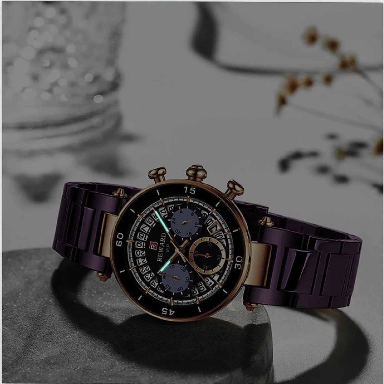 REWARD New Top Luxury Brand Women Watches Waterproof Quartz Clock Ladies Blue Stainless Steel Strap Wristwatch Relogio Feminino