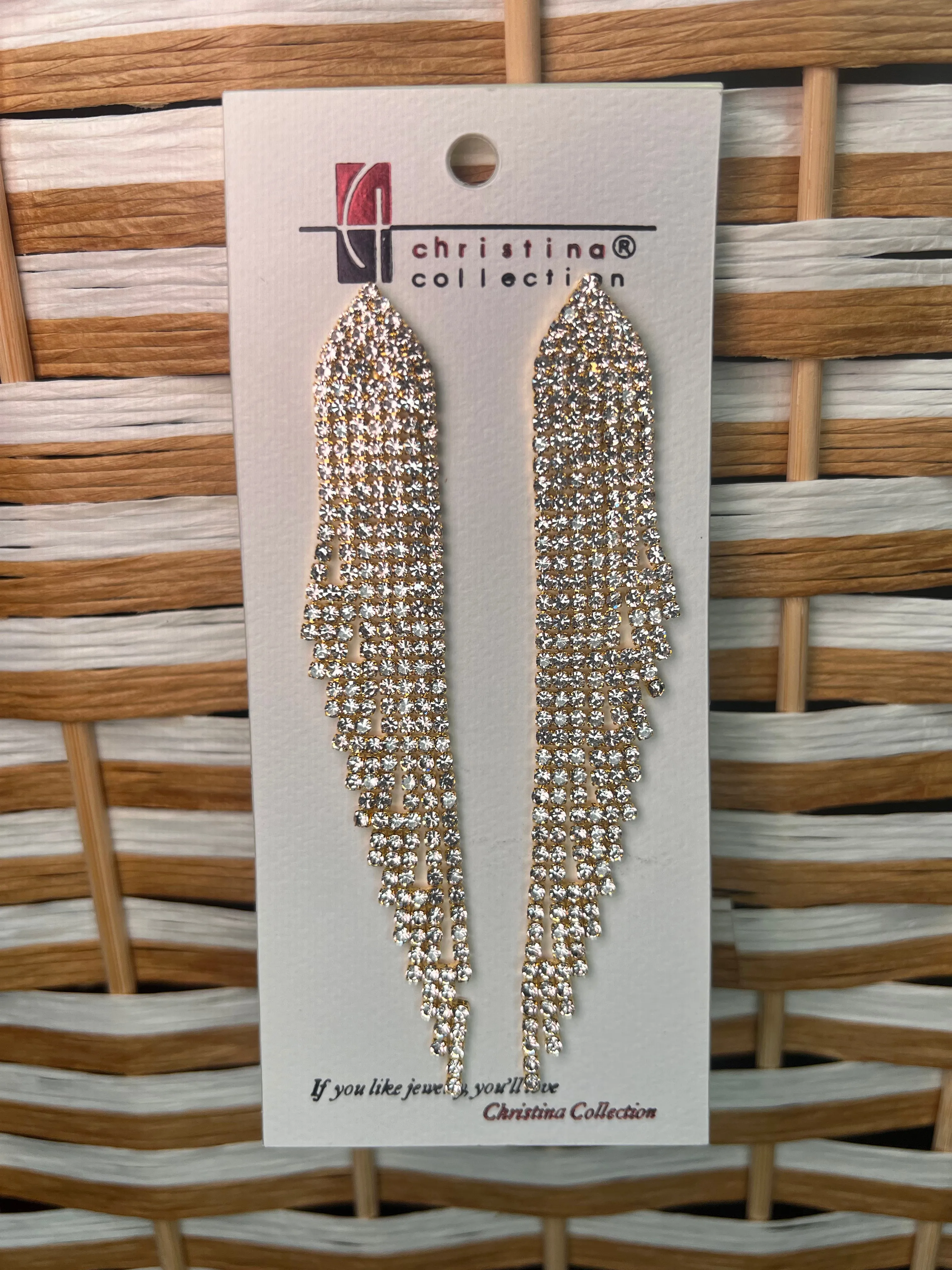 Rhinestone Tassel Wing Drop Earrings