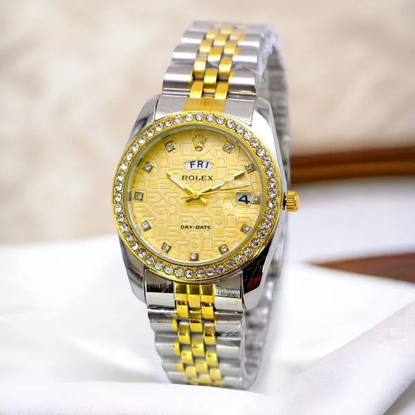 Rolex watch Luxury Stone With Date & Day Chain Ladies Wristwatch