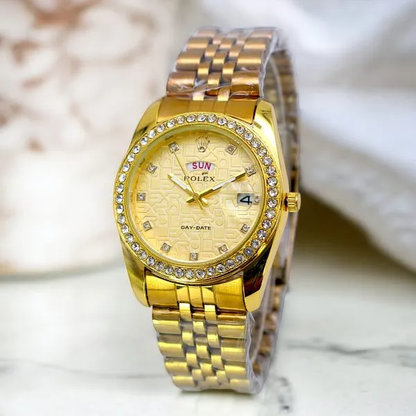Rolex watch Luxury Stone With Date & Day Chain Ladies Wristwatch
