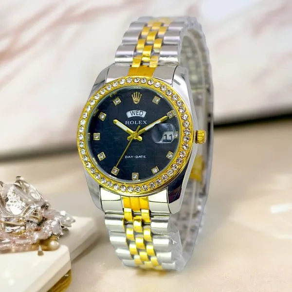 Rolex watch Luxury Stone With Date & Day Chain Ladies Wristwatch