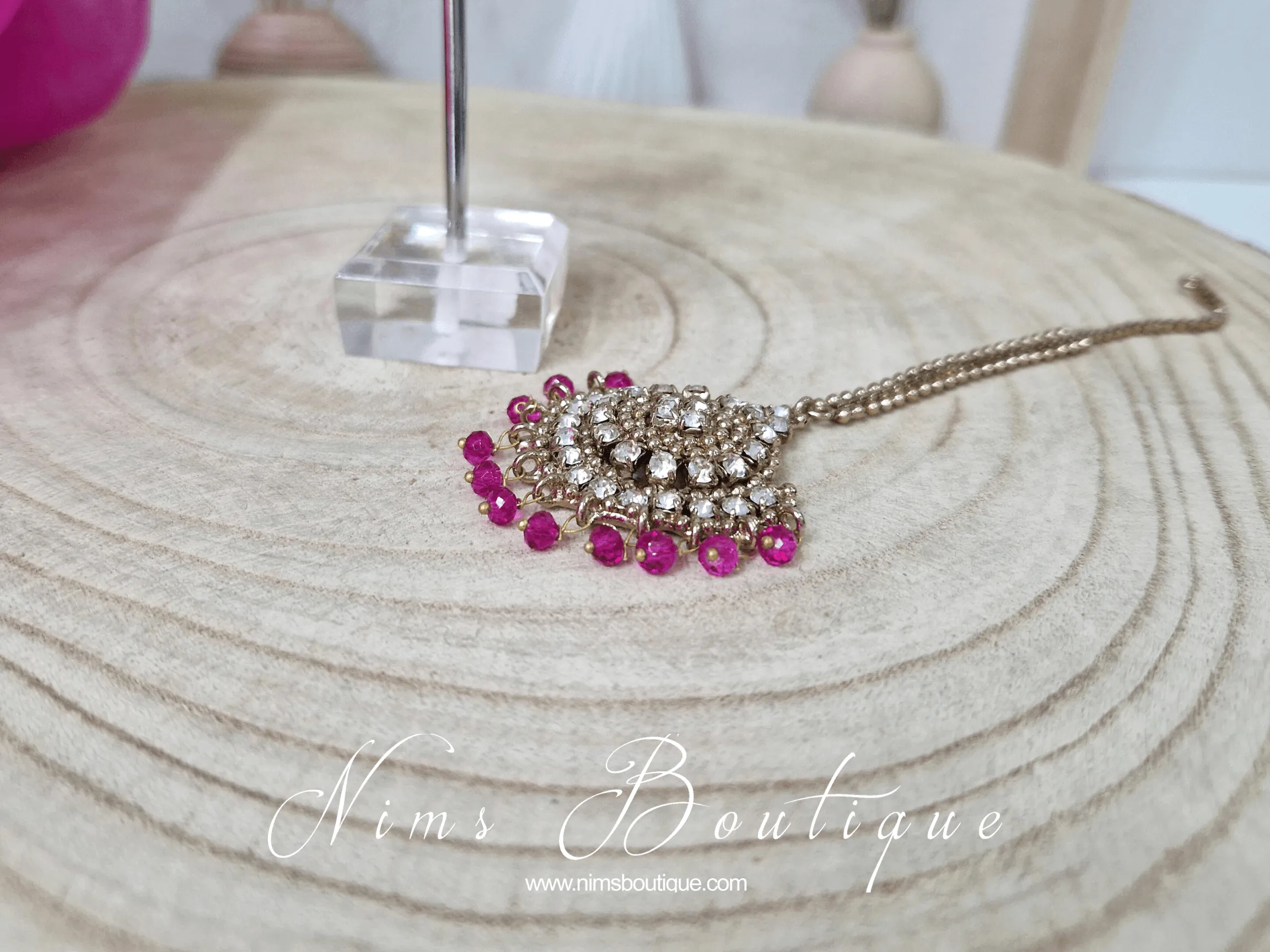 Royal Antique Gold & Hot Pink Tikka Set