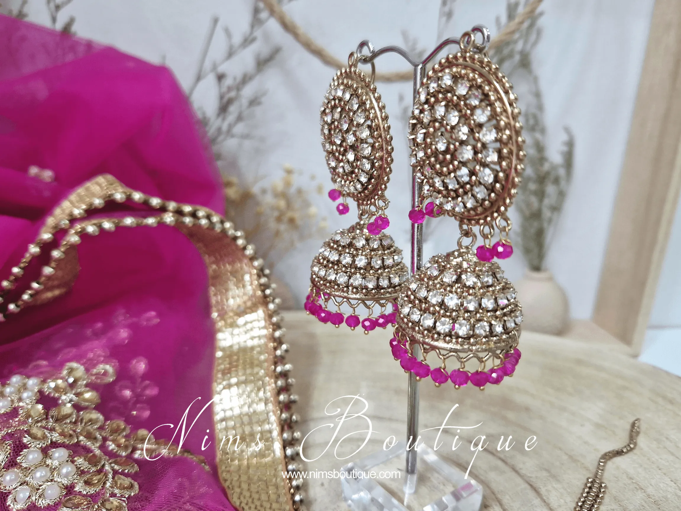 Royal Antique Gold & Hot Pink Tikka Set