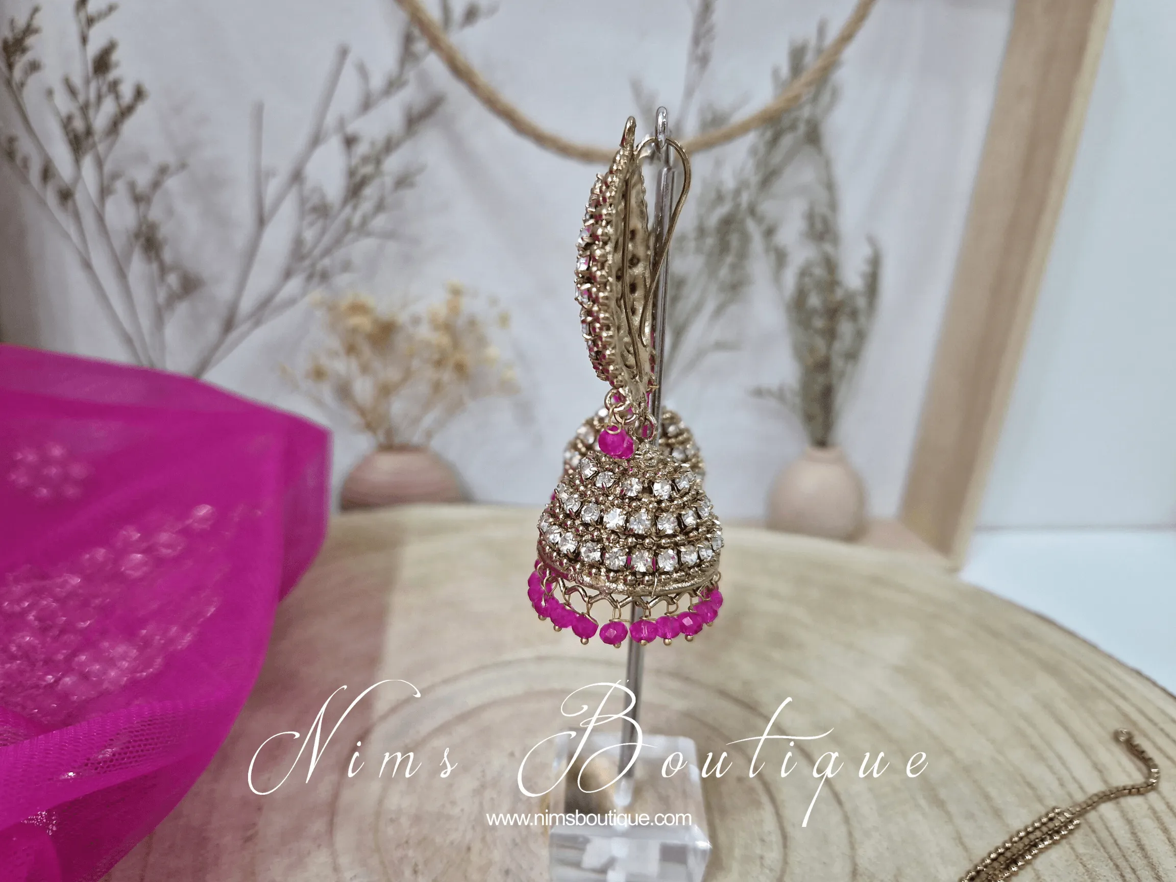 Royal Antique Gold & Hot Pink Tikka Set