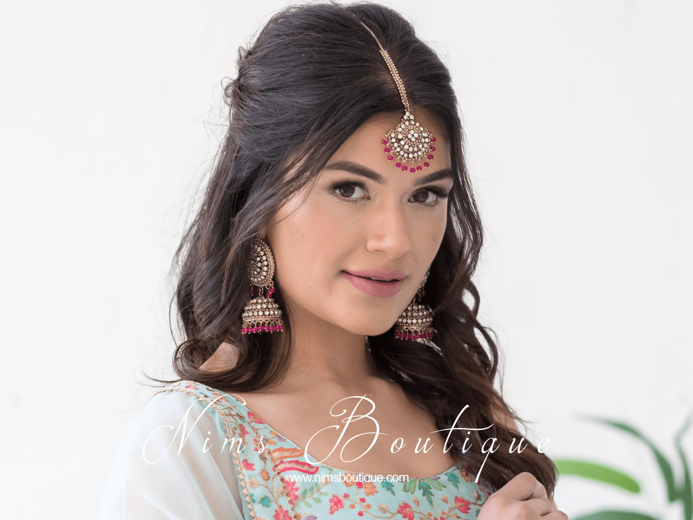 Royal Antique Gold & Hot Pink Tikka Set