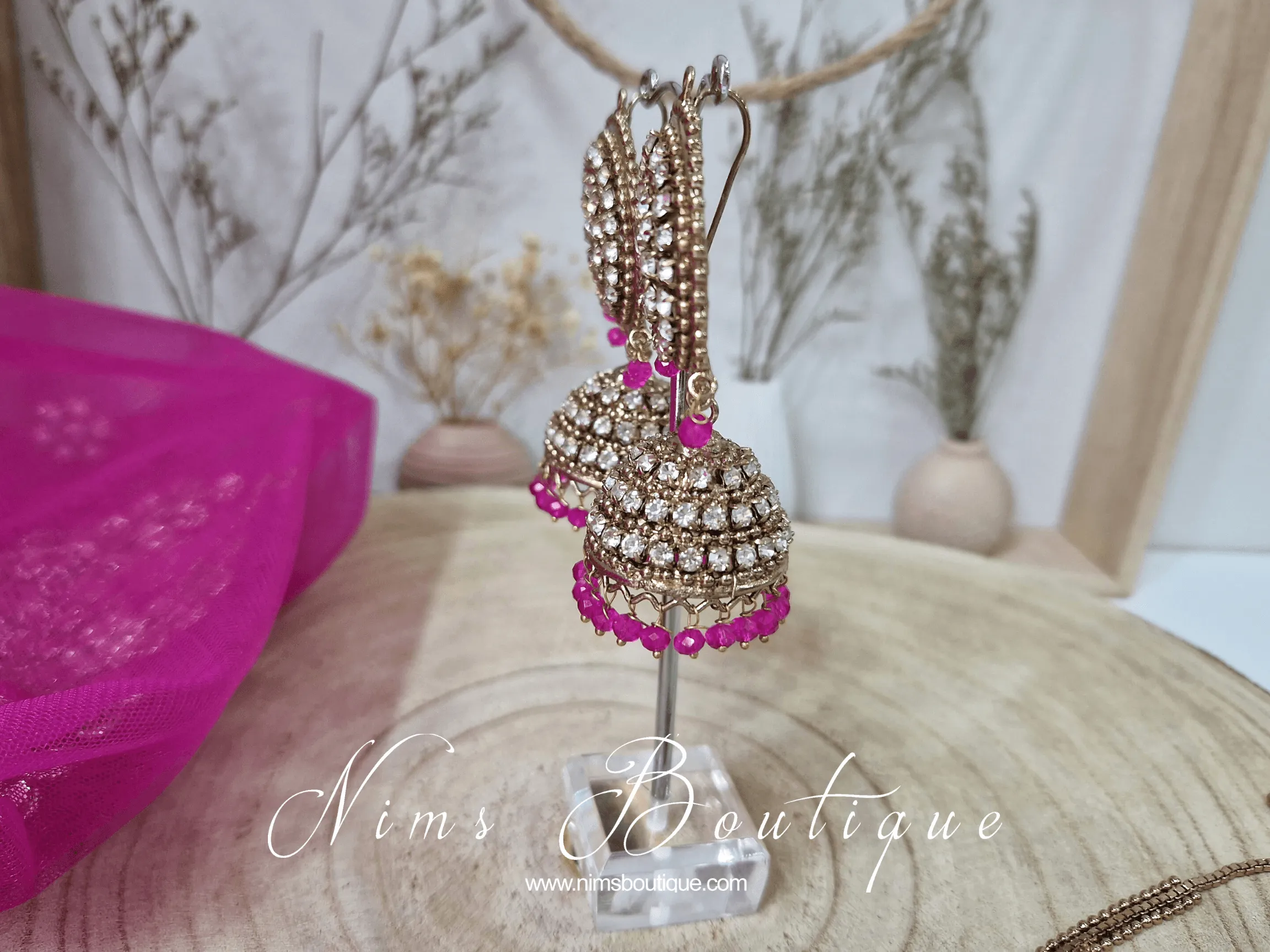 Royal Antique Gold & Hot Pink Tikka Set