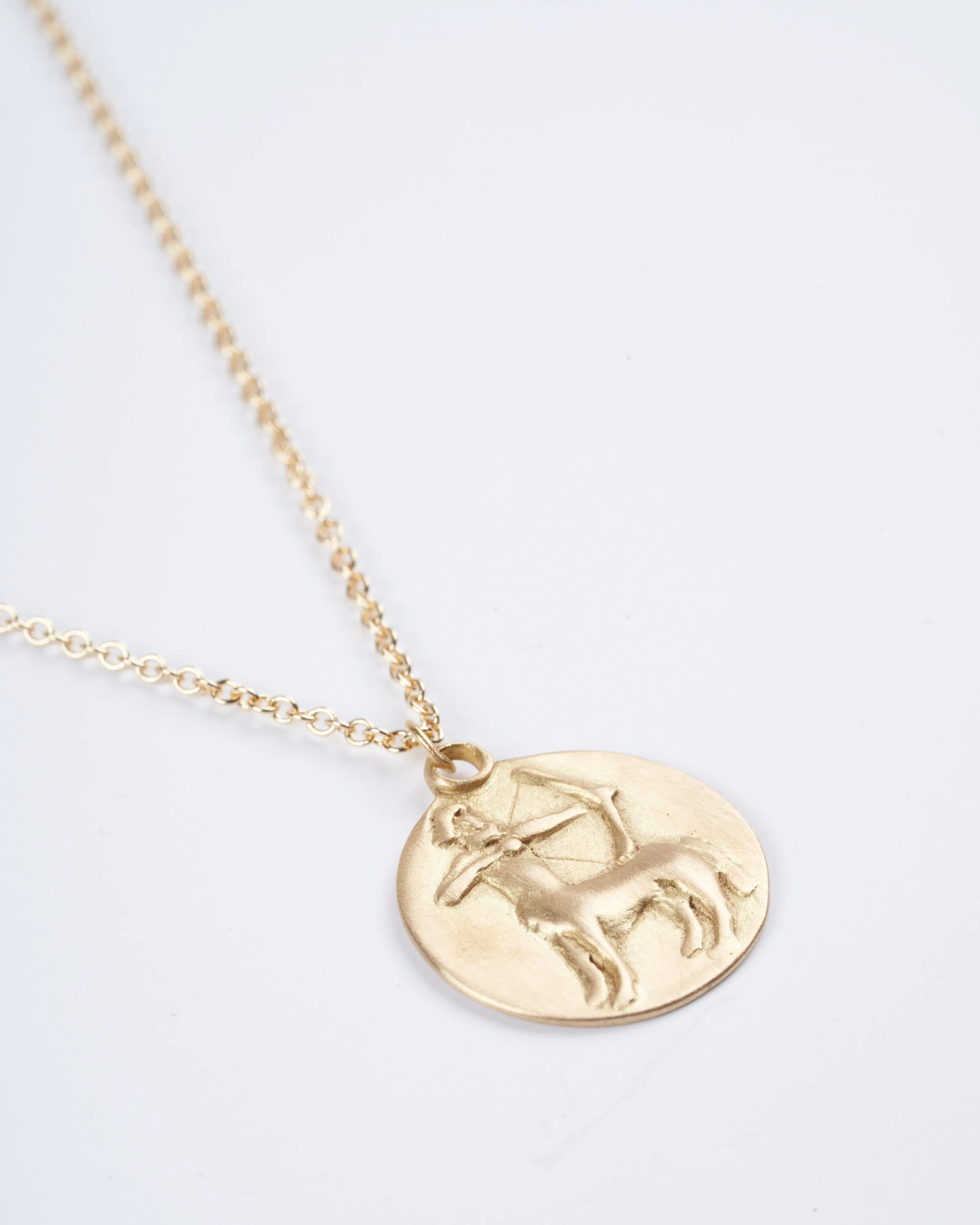sagittarius disc necklace - yellow gold