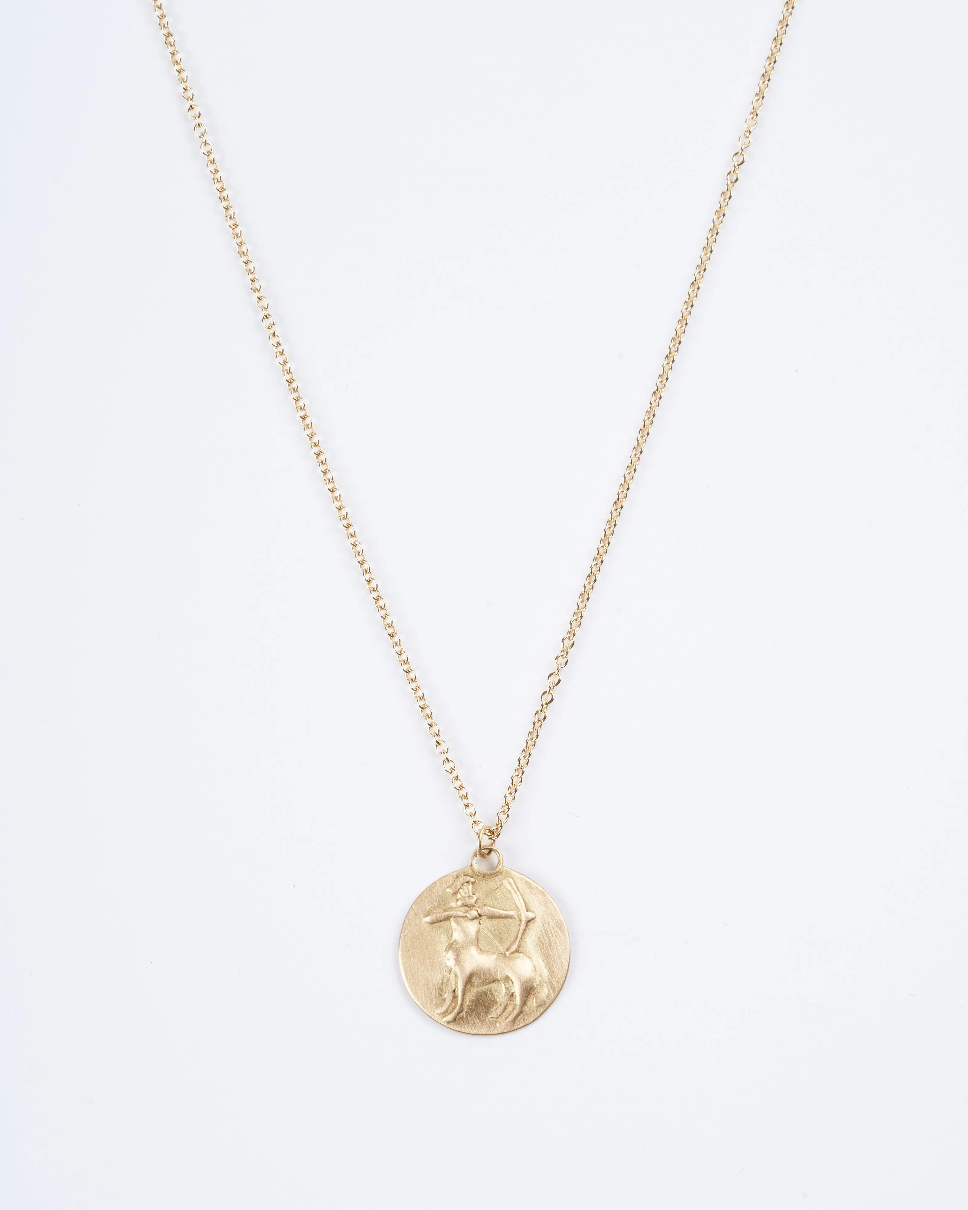 sagittarius disc necklace - yellow gold
